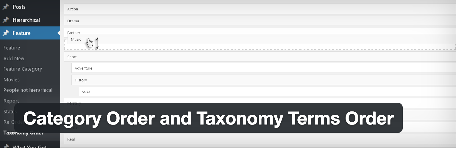 カテゴリーの順番を簡単変更「Category Order and Taxonomy Terms Order」プラグイン