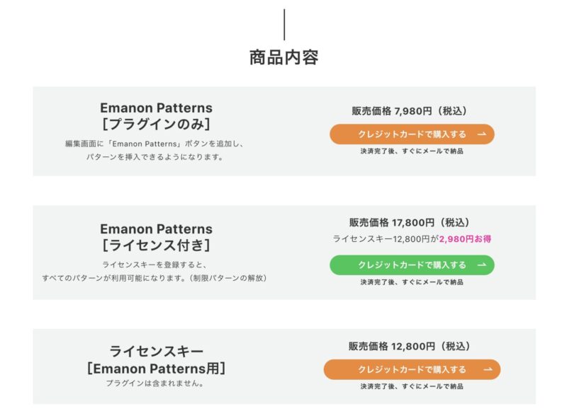 Emanon Patterns 商品ページ